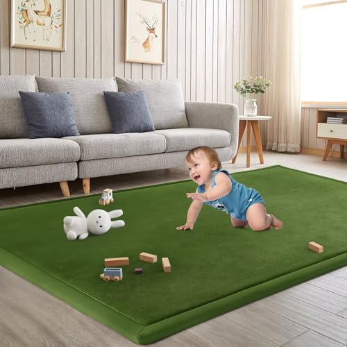 Baby Play Mat for Floor Nursery Muscle Area Rug Playroom Rug 74x50" Elastic Foam 1.3" Thick Crawling Mat for Babies