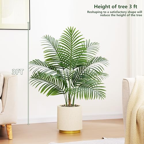 2 Pack Artificial Palm Tree Indoor Plant 3FT Tall Fake Tropical Palm Tree in Pot