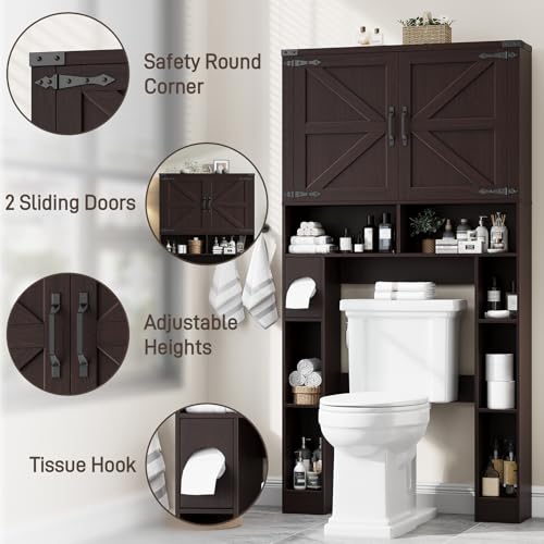 Home Space Saving Toilet Rack with 2 Barn Doors