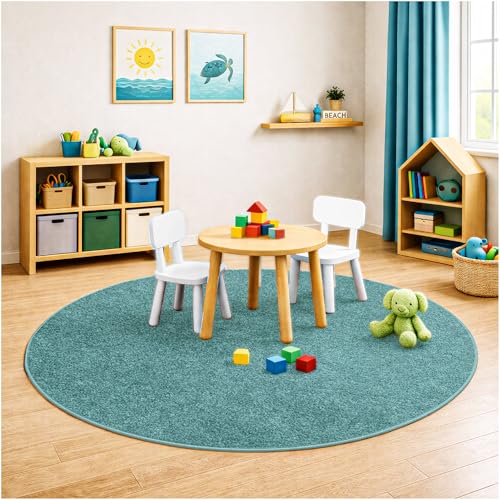 Soft & Colorful 3' Round Kids Classroom Area Rug (3 Sq Ft)