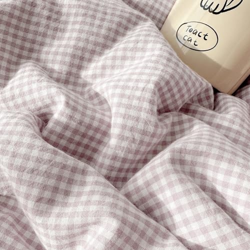 Purple Gingham Comforter Set Twin XL Fluffy Soft Princess Style Girls Lace Bedding Set Cottagecore Cute Plaid Checkered Comforter with 2 Pillowcases Chic Gingham Bedding Grid Comforter Set
