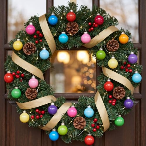 32 Pcs 1'' Mini Glass Christmas Ornament (32 Count)