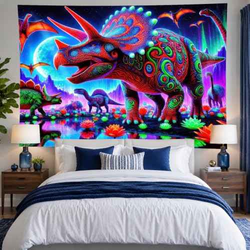 Blacklight Tapestry Dinosaur Dino Bedroom Decor 78 x 59 Inch