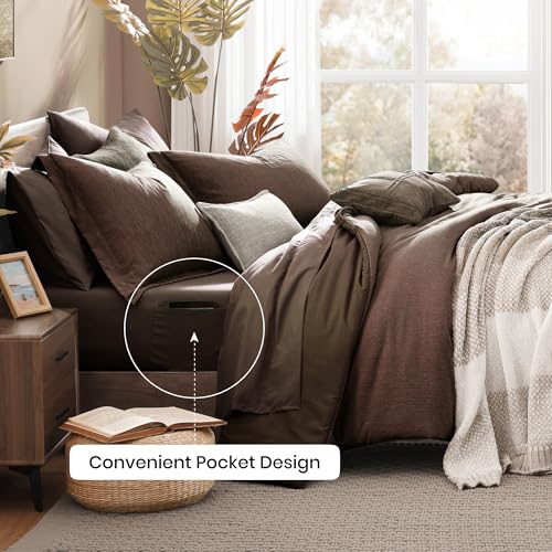 King Size Comforter Set 7 Pieces Chocolate Brown Bed in a Bag