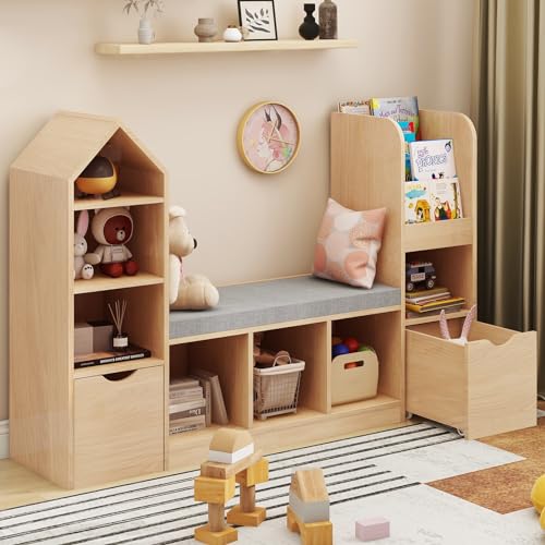 Toy Storage Organizer for Kids Bookshelf with Reading Nook