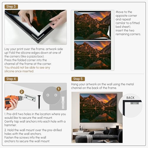 60"x72" Extra Large Framed Wall Art Majestic Mountain Landscape Reflected in Lake at Sunset for Home Living Room Bedroom Decor