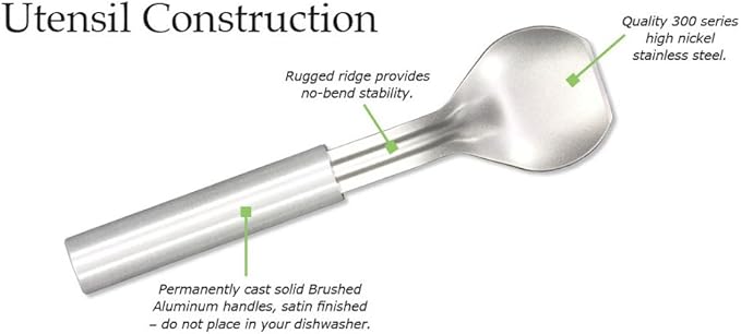 Rada Cutlery Ice Cream Scoop (R137), 2.38" x 2.38" Stainless Steel Bowl, Silver Handle
