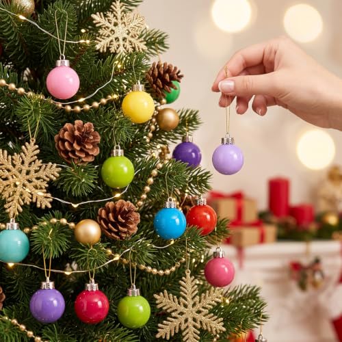 32 Pcs 1'' Mini Glass Christmas Ornament (32 Count)