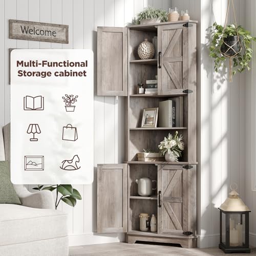 68.9" Tall Farmhouse Style Corner Cabinet