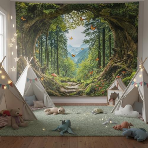 Green Nature Forest Tapestry 90x68 Inch