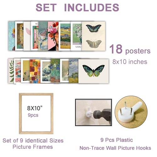 18PCS Vintage Eclectic Wall Art (18 Count)