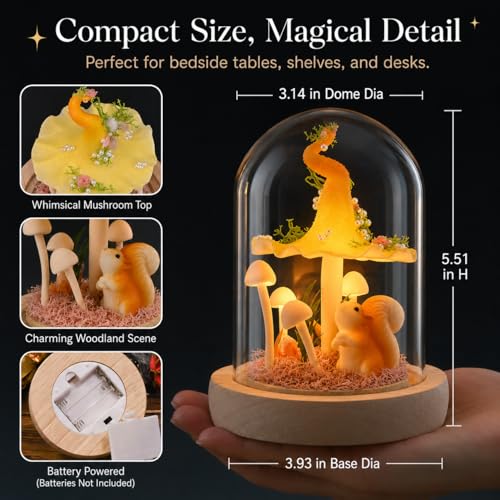 Mushroom Lamp in Glass Dome