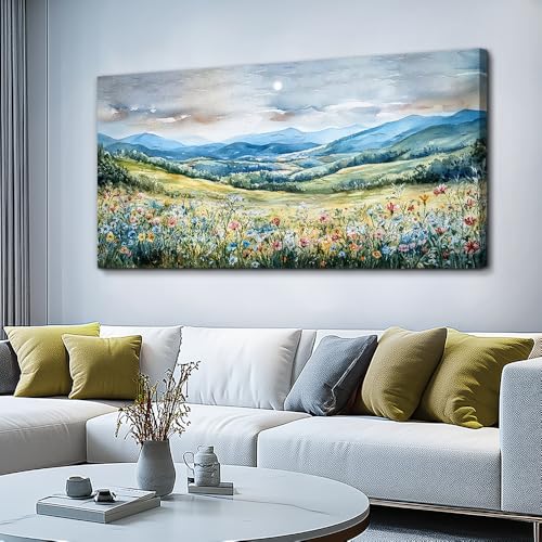 Large Wall Art For Living Room Canvas Wall Decor For Bedroom Field Scenery Watercolour Wall Painting Office Decor Stretched And Framed Pictures Printing Artwork Home Decor Mural 20x40 In