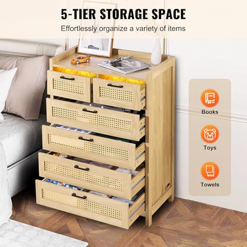 5 Drawer Rattan Dresser