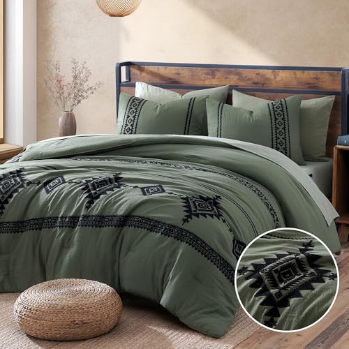 Embroidery Full Size Comforter Set 7 Pieces Western Bed in a Bag