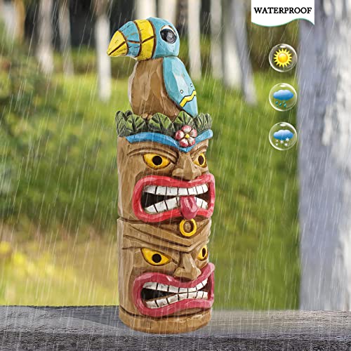 Tiki Totem Pole Solar Powered Garden Statue Decor