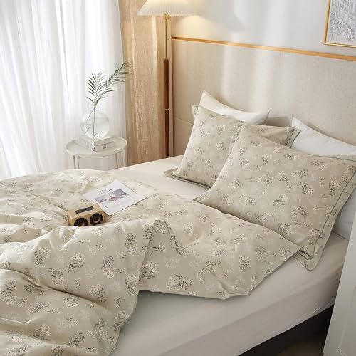 Boho Floral Comforter Set King Size Vintage Garden Style Floral Bedding Comforter with 2 Pillowcases Fluffy Soft Aesthetic Botanical Comforter Set Farmhouse Chic Flower Comforter for King Size Bed