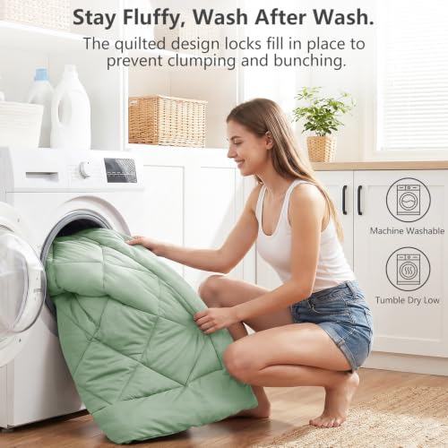 Twin Comforter Set with Sheets Sage Green