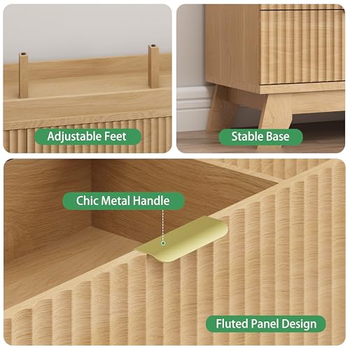 Fluted Dresser for Bedroom with 12 Drawers