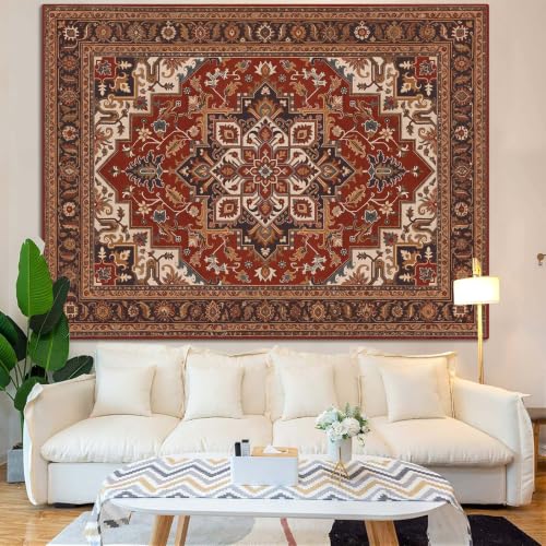 Vintage Floral Tapestry Wall Hanging Hippie Indian Bohemian Mandala Tapestry Aesthetic Retro Oriental Brown Small Tapestries for Mural Bedroom Living Room Dorm Decor 60 x 44 Inch