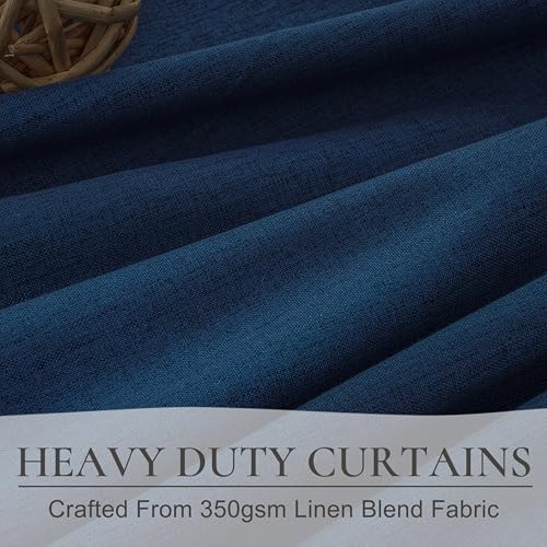 Navy Blue Blackout Curtains 90 Inch Length for Kids