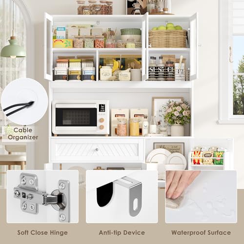 72” Tall Kitchen Pantry Storage Cabinet with Painted Strip Door