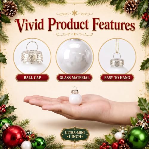 32 Pcs 1'' Mini Glass Christmas Ornament (32 Count)