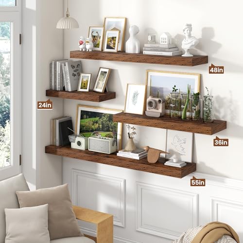 Floating Shelves 55.1" W x 10.3" D Rustic Brown Set of 2 (2 Count)