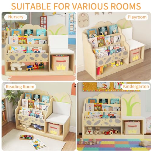 4-in-1 Kids Bookshelf and Toy Storage with Reading Nook, FSC Safety
