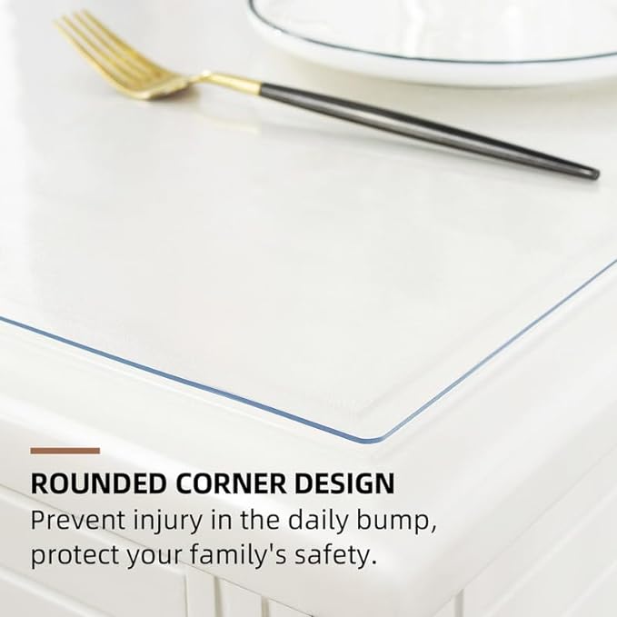 Warmstar Clear Table Cover Protector 38 x 66 Inch,1.5mm Thick Plastic Table Cover Rectangle,PVC Clear Table Protector,Desk Protector Mat for Kitchen, Dresser, Writing Desk，Dining Room Table