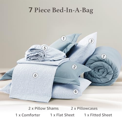 California King Comforter Set 7 Pieces Soft Bed in a Bag King Bedding Set