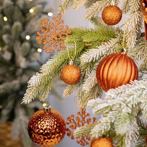 50PCS Christmas Tree Ornaments Set with Shatterproof Christmas Balls Icicle Snowflake Hanging Ornaments for Home Office Farmhouse Decorations (50 Count)