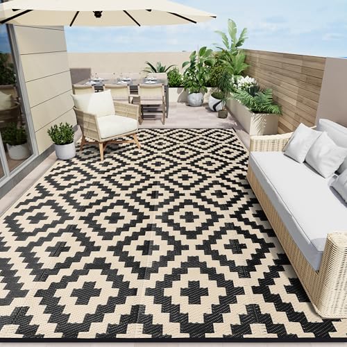 Outdoor Rug 9x12 ft Waterproof Reversible Mat