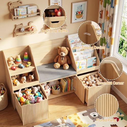 Kids Bookshelf with Reading Nook
