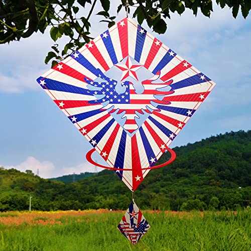 13.5in American Eagle Flag Patriotic Wind Spinner Gifts for Men Dad