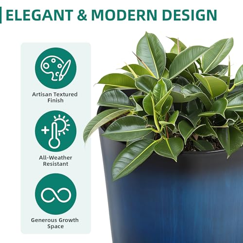 Autodaya 24" Large Tall Outdoor Planters Set of 2 (2 Count)