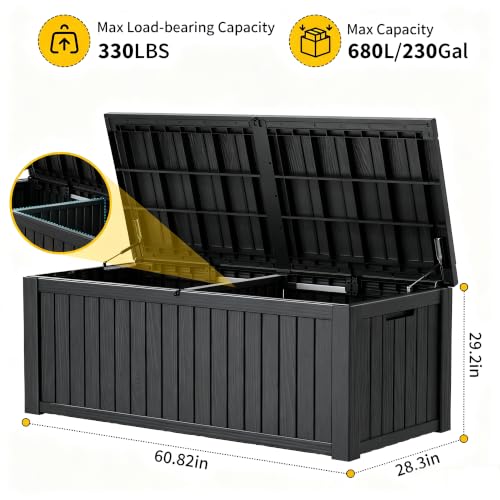 230 Gallon Outdoor Storage Box Waterproof Deck Box for Patio