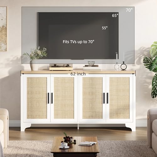 Natural Rattan Storage Cabinet with Shelves