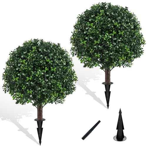 2 Pack UV Resistant Artificial Boxwood Plants Outdoor Topiary (2 Count)