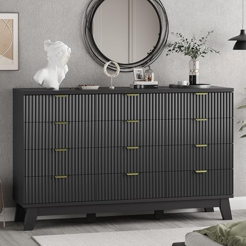 Fluted Dresser for Bedroom with 12 Drawers