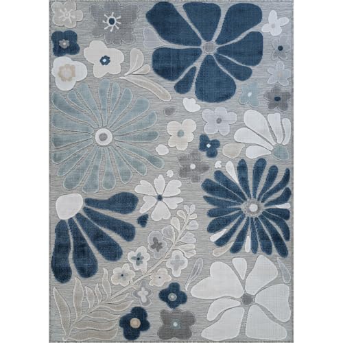 Outdoor Rug 5x7 Modern Floral Tropical Area Rugs for Outdoor and Indoor Patio Easy to Clean Non Shedding Living Room Porch Garden Washable Outside Carpet (35 Sq Ft)