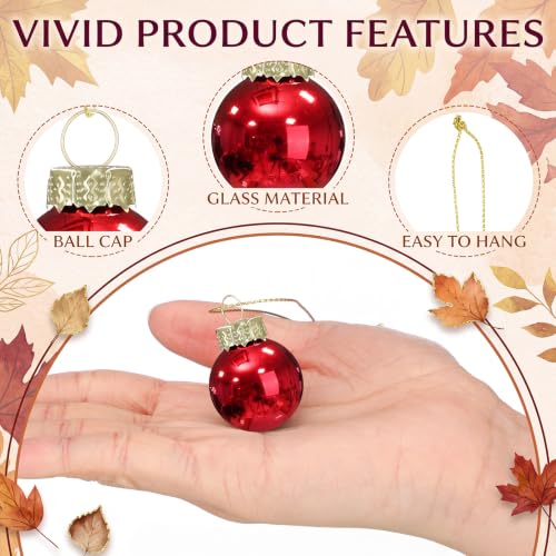 32 Pcs 1'' Mini Glass Fall Thanksgiving Ornament (32 Count)