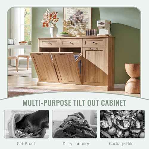 Triple Tilt Out Laundry Hamper Cabinet