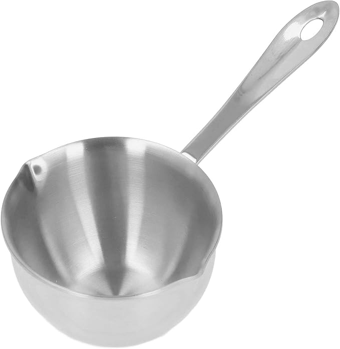 Stainless Steel Butter Warmer, Saucepan Chocolate Milk Butter Melting Pot Small Sauce Pan with Pour Spouts Cooking Pot for Hot Oil Soup Coffee Tea Warming (Silver)