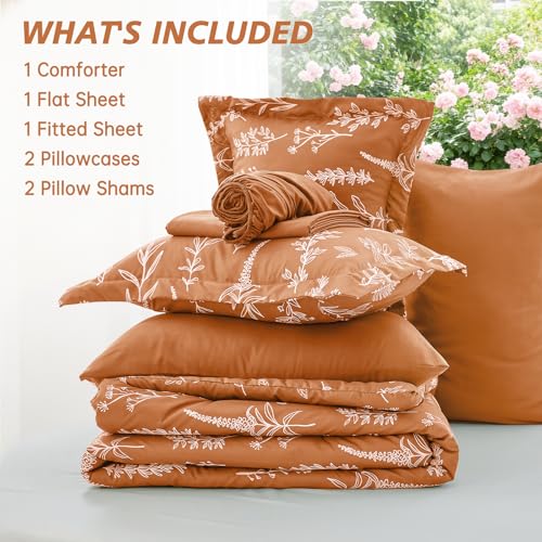 Burnt Orange Bed in a Bag Queen 7 Pieces