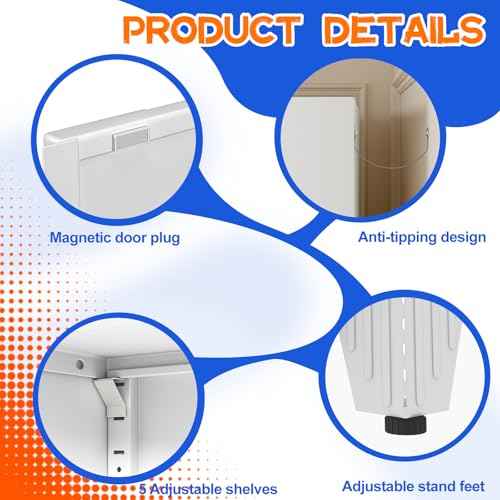 75.2" Tall Metal Storage Cabinet with 2 Doors & 5 Adjustable Shelves