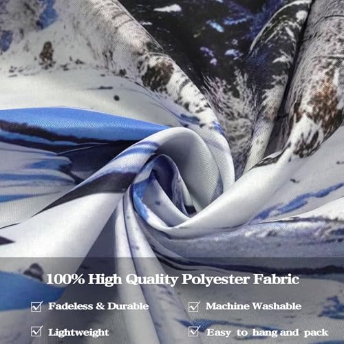 Winter Forest Snow Mountain Tapestry Snowy Pine Tree Woodland Tapestry for Bedroom Aesthetic White Clouds Flowing River Landscape Tapestries Wall Hanging for Living Room Dorm Office 90 x 68 Inch