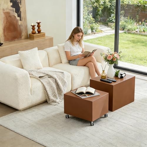 23.62" Modern Leather Coffee Table Set