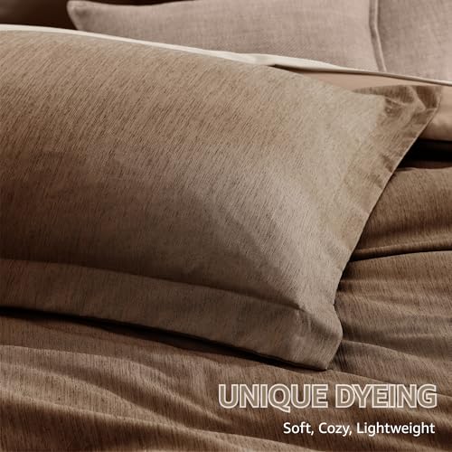 King Size Comforter Set 7 Pieces Brown Cationic Dyeing Bed in a Bag