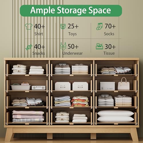 Fluted Dresser for Bedroom with 12 Drawers